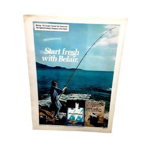 1976 Belair Cigarettes Man Fishing Original Ad Vintage epherma